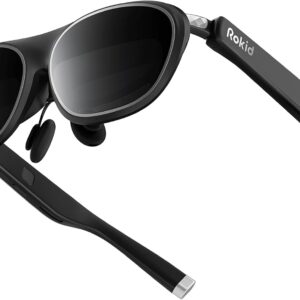 Rokid Max2 Black AR Glasses, 215" Micro-OLED Display, 50° FOV, 600 Nits Brightness, Compatible with smart Phones, Windows laptops, Ipad Since 2020